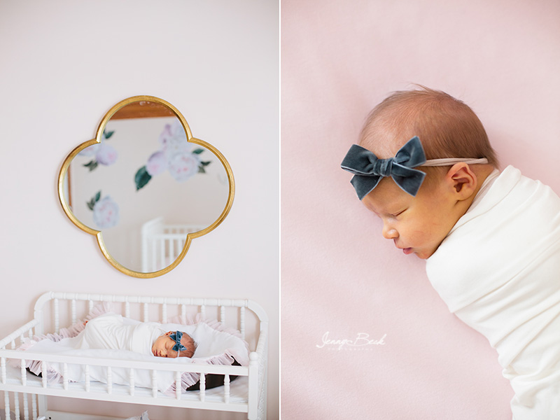Westerville ohio newborn photographer - swaddle newborn laying on changing table and sleeping in crib