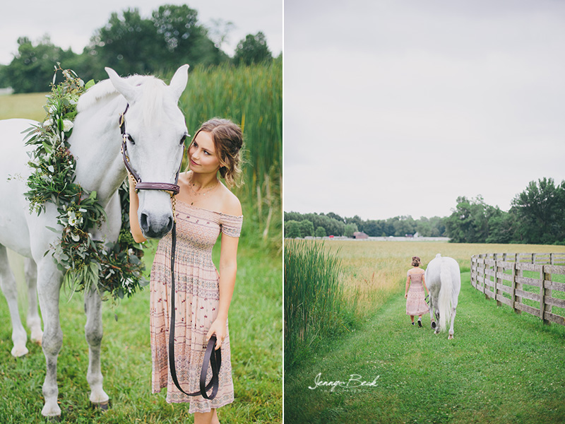 johnstown ohio equine photographer - senior pictures of teen girl and white horse