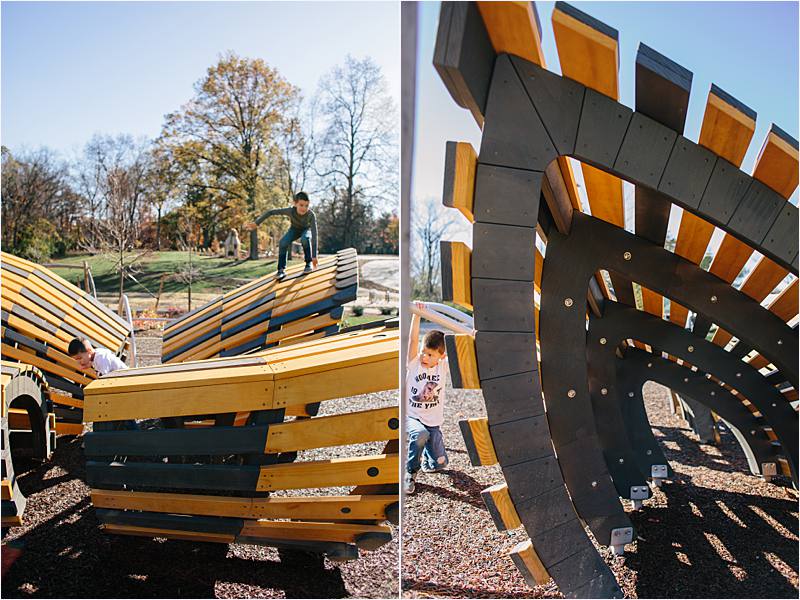 commercial photo of kids playing on butterfly play structure at johnston mcvay park