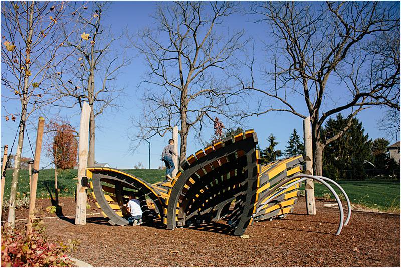 photo of kids playing on earth scape's butterfly play structure at johnston mcvay park