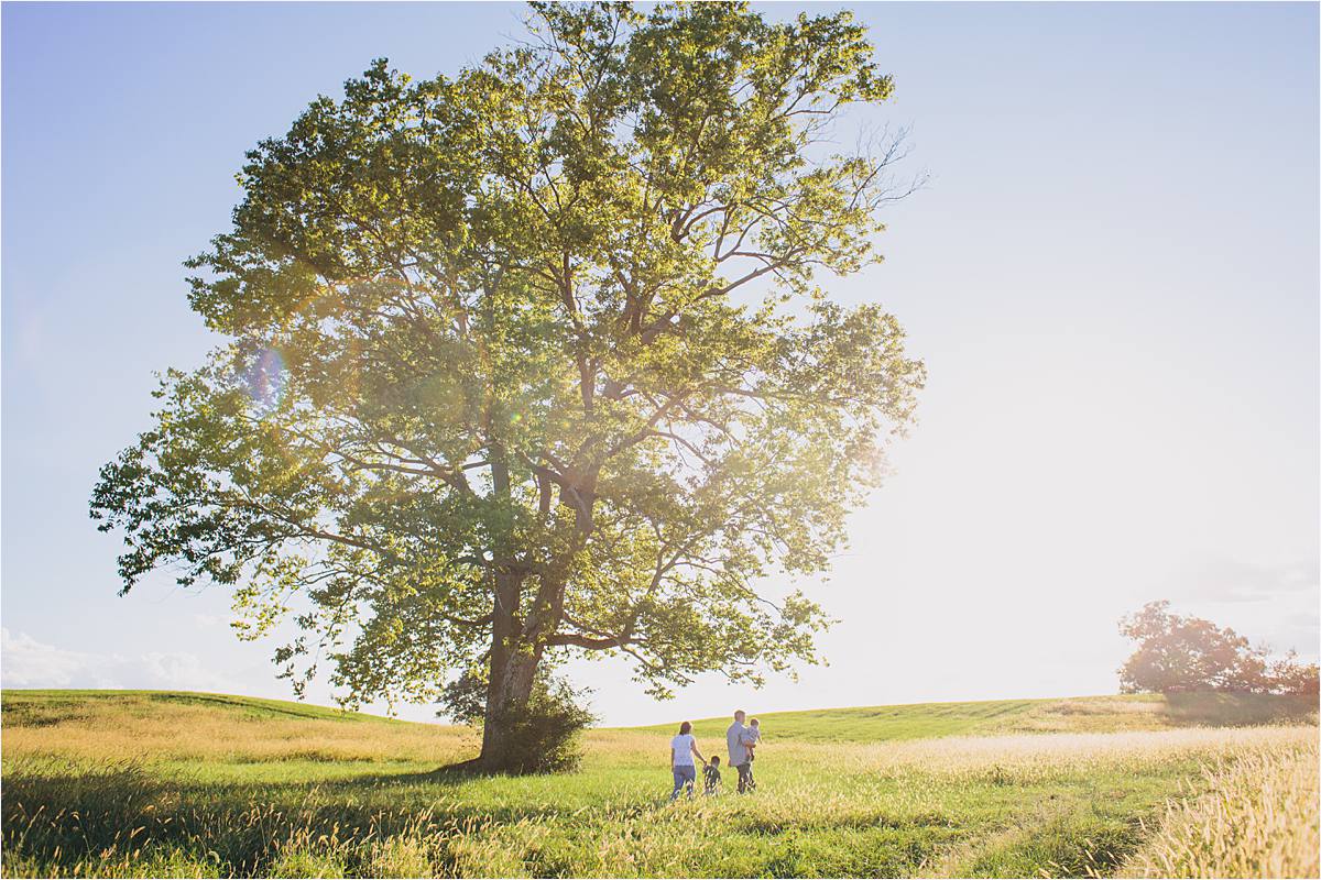 Westerville Ohio Family Photographer - family walking together in the country at sunset