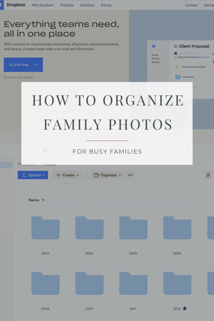 pinterest image for how to organize photos article
