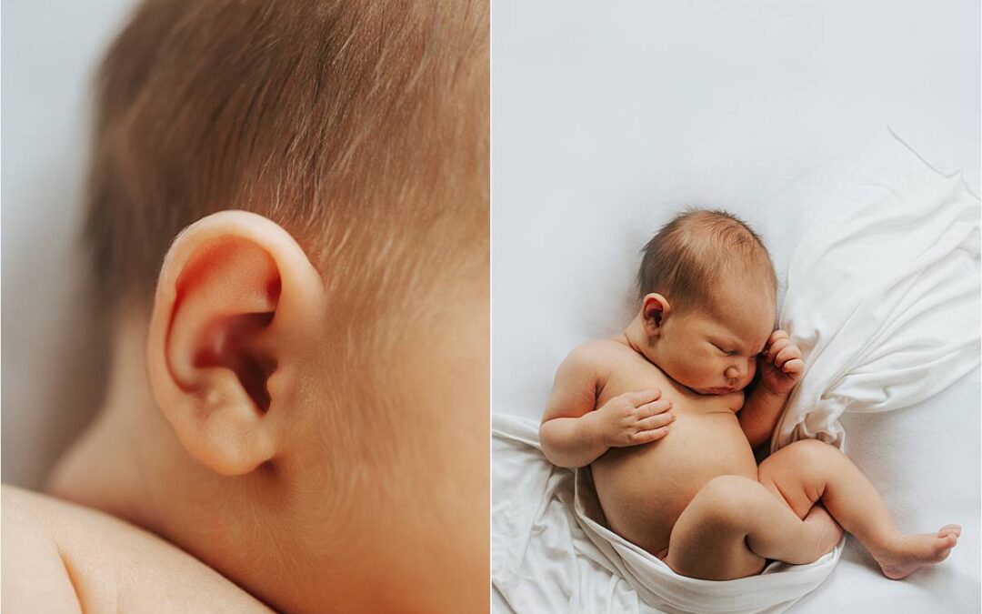 westerville ohio minimal newborn photographer - natural organic baby posing and close up of ear details