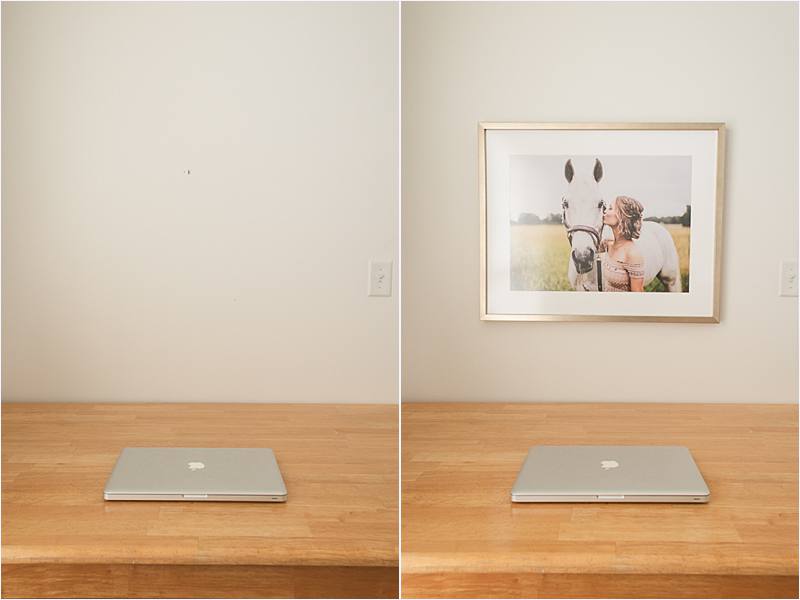 before and after example of hanging art