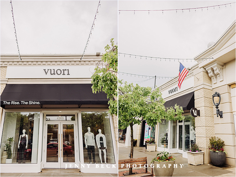 commercial photoshoot of store exterior for Vuori clothing brand